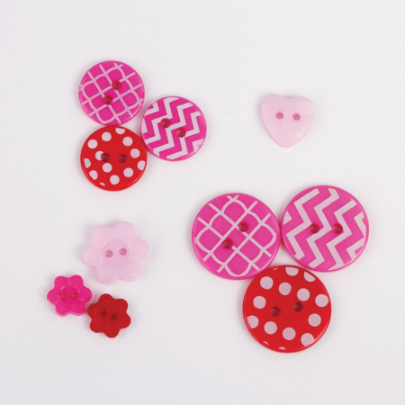 Пуговицы декоративные "Оттенки розового", пластик, 52 шт., ассорти, ОСТРОВ СОКРОВИЩ, 661407 - Пуговицы для творчества