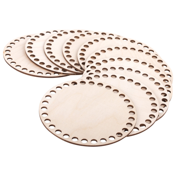 Донышки деревянные для вязания круглые, 10 штук, диаметр 13 см. - Донышки деревянные