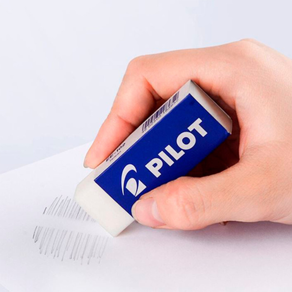 Ластик PILOT, 42х18х12 мм, прямоугольный, белый, картонный держатель, EE-101 - Ластики классические