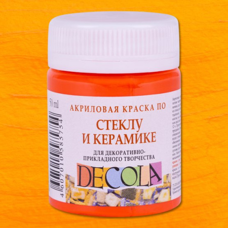 Акриловая краска стекло/керамика цвет №315 Оранжевая банка 50мл Decola