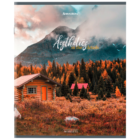 Тетрадь А5, 96 л., BRAUBERG, скоба, клетка, глянцевая ламинация, "Nature", 404427 - Тетради более 60 листов