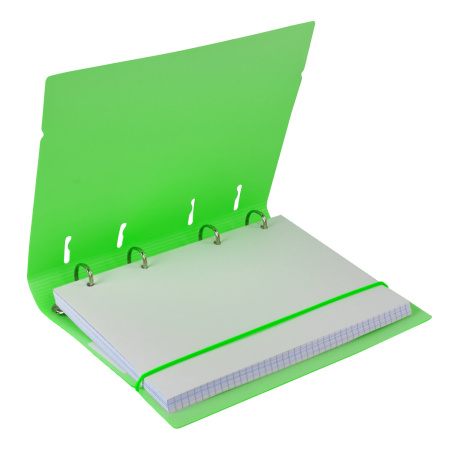 Тетрадь на кольцах А5 175х220 мм, 120 л., пластик, клетка, с резинкой, BRAUBERG, зеленая, 403569 - Тетради на кольцах и сменные блоки к ним