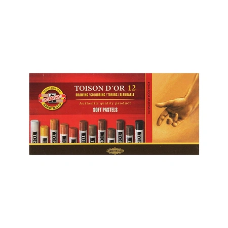 Набор пастели мягкой художественной 8522BR Toison D'or "KOH-I-NOOR" круглая в картонной коробке, 12 оттенков коричневого