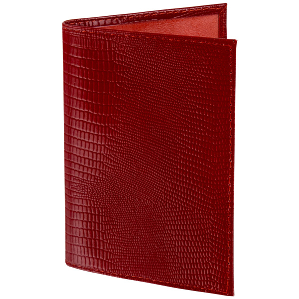 Обложка для паспорта натуральная кожа ящерица, без тиснения, красная, BRAUBERG, 238190 - Обложки для паспорта
