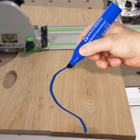 Маркер перманентный BRAUBERG "JUMBO", СИНИЙ, ШИРОКАЯ ЛИНИЯ ПИСЬМА, скошенный наконечник, 3-10 мм, 151225 - Маркеры перманентные