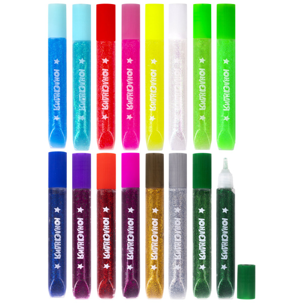 Гель с блестками ЮНЛАНДИЯ, для декора, поделок, DIY, творчества, оформления, 16 цветов ассорти по 10,5 мл, блистер, 662255 - Гель, гель-клей, краска для декорирования