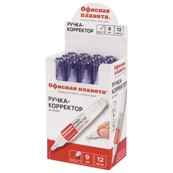 Ручка-корректор ОФИСНАЯ ПЛАНЕТА, 9 мл, металлический наконечник, 227571 - Корректирующие ручки