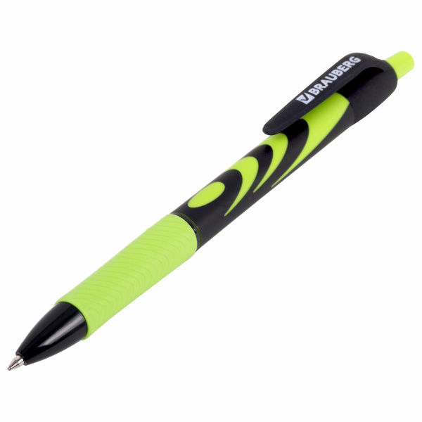 Ручка шариковая автоматическая BRAUBERG ULTRA-RT NEON, СИНЯЯ, 0,7 мм, линия 0,35 мм, 143932 - Ручки шариковые автоматические