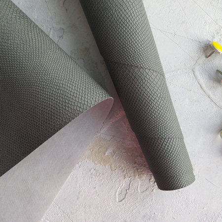 Переплетный кожзам (Италия), тиснение питон, серый, отрез 50*70 см