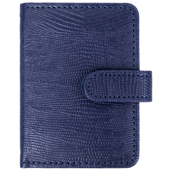 Визитница/кредитница однорядная GALANT "Contract", на 24 карты, под кожу крокодила, застежка, синяя, 235398