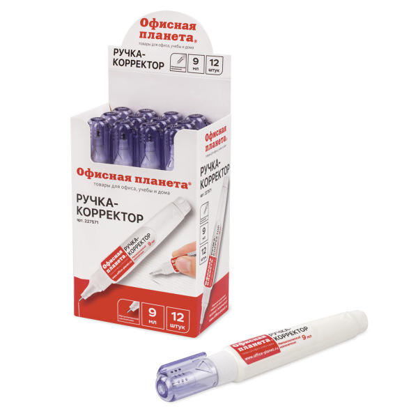 Ручка-корректор ОФИСНАЯ ПЛАНЕТА, 9 мл, металлический наконечник, 227571 - Корректирующие ручки