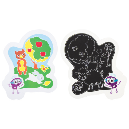 Набор для творчества 2 в 1 "Гравюра-аппликация", "Забавные животные", 3 основы, ЮНЛАНДИЯ, 662397 - Создание аппликаций