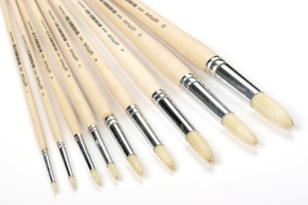 Кисть из щетины, круглая, длинная ручка, №2