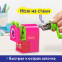Точилка механическая ПИФАГОР "Монстрик", корпус розовый, для чернографитных и цветных карандашей, 229716 - Точилки механические