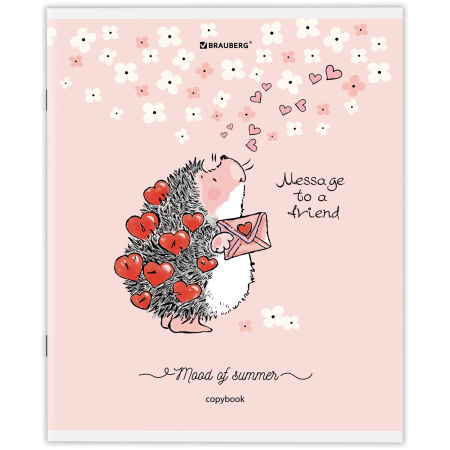 Тетрадь А5 48 л. BRAUBERG скоба, клетка, обложка картон, "Приключения Ёжика" (микс в спайке), 404366 - Тетради 40-48 листов