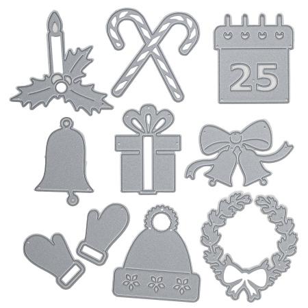 Ножи "Рождество" для Машинки для вырубки и тиснения ОС-5, 10 штук, 175х172 мм, ОСТРОВ СОКРОВИЩ, 663830, 861-038 - Машинки, ножи и маты для вырубки, клише для тиснения