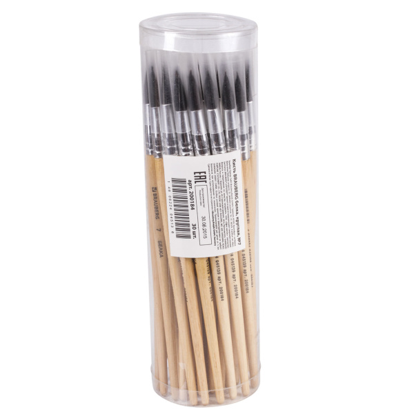 Кисть BRAUBERG, белка, круглая, № 7, 200184 - Кисти для рисования