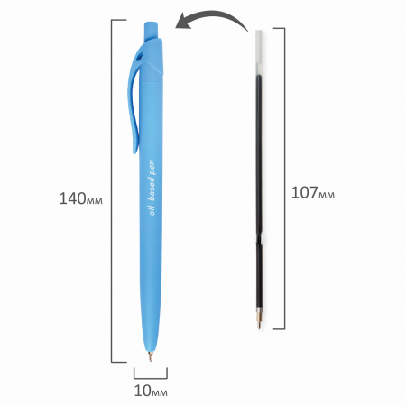 Ручка шариковая масляная автоматическая BRAUBERG "FRUITY Pastel", СИНЯЯ, корпус soft-touch, узел 0,7 мм, линия письма 0,35 мм, 142959, 1 шт, OBPR323 - Ручки шариковые автоматические