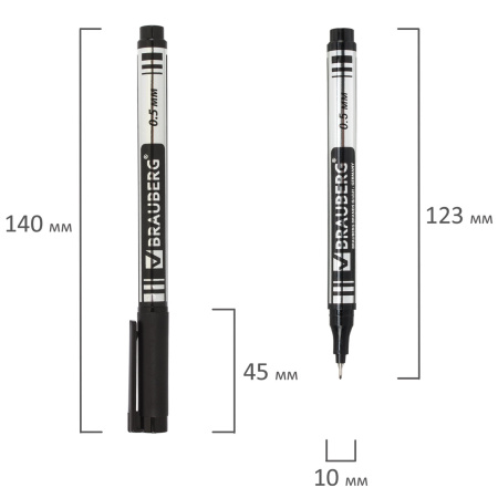 Маркер для CD и DVD BRAUBERG, ЧЕРНЫЙ, супертонкий металлический наконечник, 0,5 мм, 150512 - Маркеры для CD и DVD