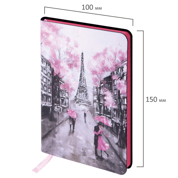 Блокнот МАЛЫЙ ФОРМАТ (100х150 мм) А6, BRAUBERG VISTA "Paris", под кожу, гибкий, 80 л., 112090 - Бизнес-блокноты и бизнес-тетради