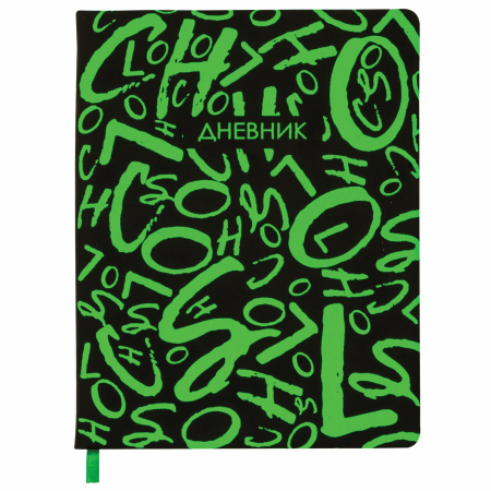 Дневник 1-11 класс 48 л., кожзам (твердая с поролоном), флуоресцентный, BRAUBERG, "ШРИФТ", 105983 - Дневники для старших классов