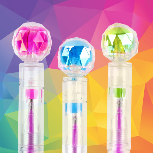 Ручка с топпером гелевая ЮНЛАНДИЯ "Хрустальный шар", ассорти, РАДУЖНЫЕ чернила, игольчатый пишущий узел 0,7 мм, 1 шт, 143785 - Ручки фигурные