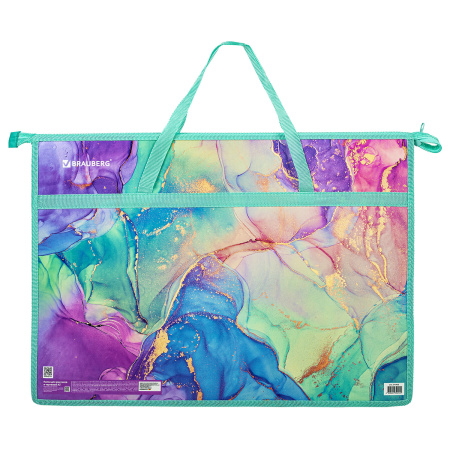 Папка для рисунков и чертежей с ручками BRAUBERG А3, пластик, молния сверху, "Marble", 271435 - Портфели и папки для рисунков и чертежей