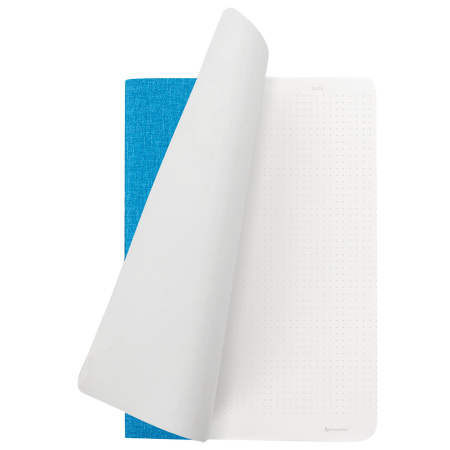 Тетрадь 60 л. в точку обложка кожзам под рогожку, сшивка, B5 (179х250мм), ГОЛУБОЙ, BRAUBERG BRIGHT, 403849 - Тетради более 60 листов