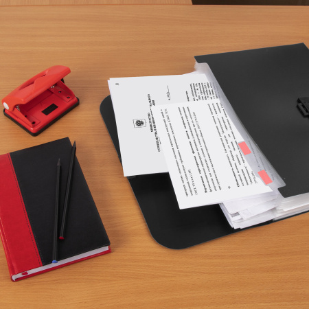 Портфель пластиковый STAFF А4 (330х235х36 мм), 13 отделений, индексные ярлыки, черный, 229245 - Портфели пластиковые