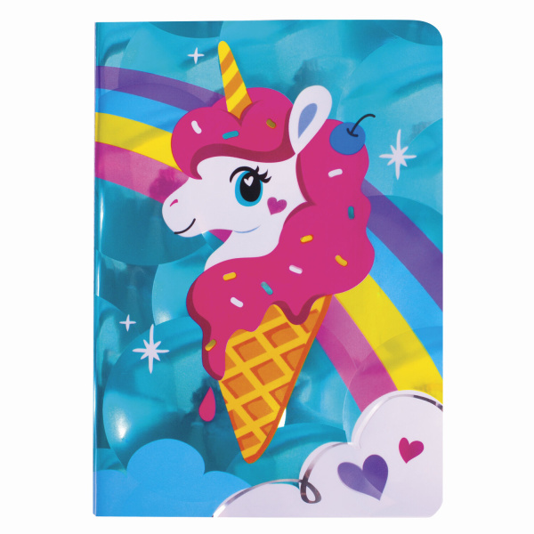 Блокнот МАЛЫЙ ФОРМАТ (103х148 мм) А6, 32 л., сшивка, голограмма, клетка, ЮНЛАНДИЯ, Единорог, 662703 - Блокноты детские