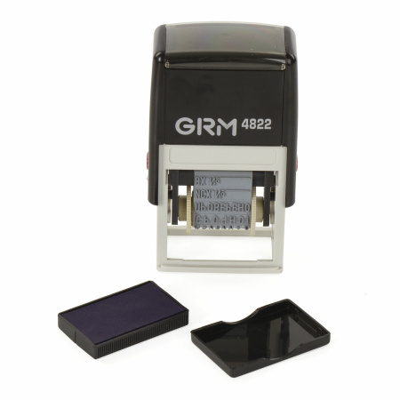 Штамп стандартный "12 БУХГАЛТЕРСКИХ ТЕРМИНОВ", корпус черный, оттиск 25х4 мм, синий, GRM 4822, 124361134 - Штампы стандартных слов