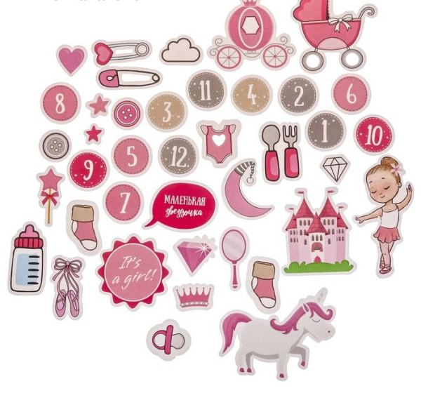 Высечки для скрапбукинга "It's a girl" в наборе 40 шт., размер упаковки 10*14 см - Вырубки и высечки