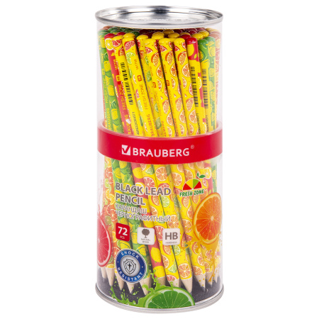 Карандаш чернографитный BRAUBERG "FRESH ZONE", 1 шт., HB, корпус ассорти, 181759 - Карандаши чернографитные