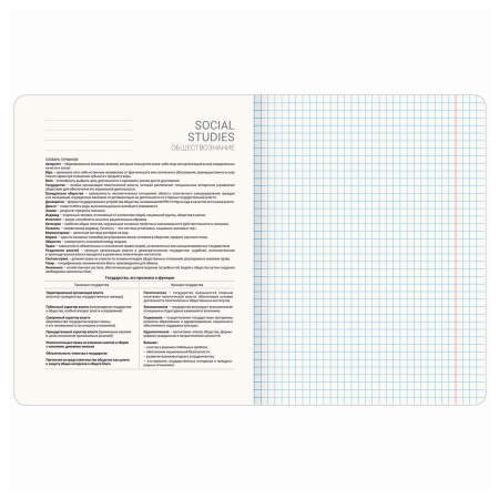 Тетрадь предметная "СИЯНИЕ ЗНАНИЙ" 48 л., глянцевый УФ-лак, ОБЩЕСТВОЗНАНИЕ, клетка, BRAUBERG, 404521 - Тетради предметные