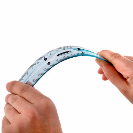 Линейка 15 см гибкая ЮНЛАНДИЯ "FLEX", пластиковая, тонированная, голубая, 210757 - Линейки