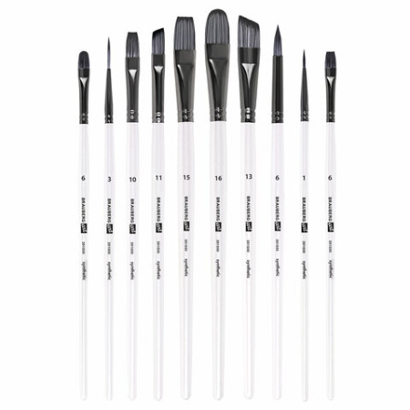 Кисти художественные набор 10 шт., синтетика, в ПВХ-пенале, № 1-10, BRAUBERG ART DEBUT, 201050 - Кисти художественные в наборах