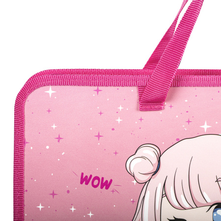 Папка на молнии с ручками ЮНЛАНДИЯ А4, 1 отделение, пластик, ширина 45 мм, "Anime Pals", 271457 - Папки-сумки с ручками