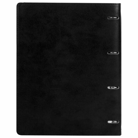 Тетрадь на кольцах БОЛЬШАЯ А4 (240х310 мм), 120 листов, под кожу, клетка, BRAUBERG "Main", черный, 404509 - Тетради на кольцах и сменные блоки к ним