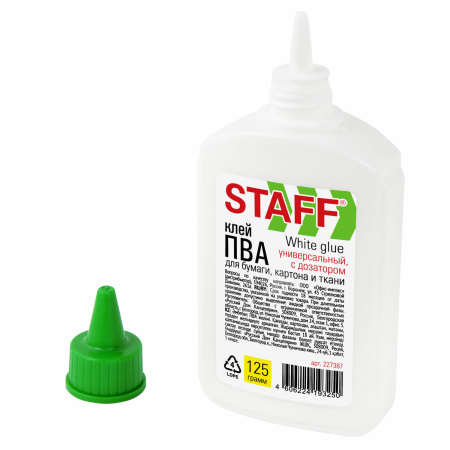Клей ПВА STAFF EVERYDAY, 125 г, с дозатором, 227387 - Клей ПВА