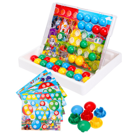 Мозаика пластиковая в чемодане "Мозайкин", 48 деталей ширина 3 см, 16 карточек, РЫЖИЙ КОТ, И-7495 - Конструкторы