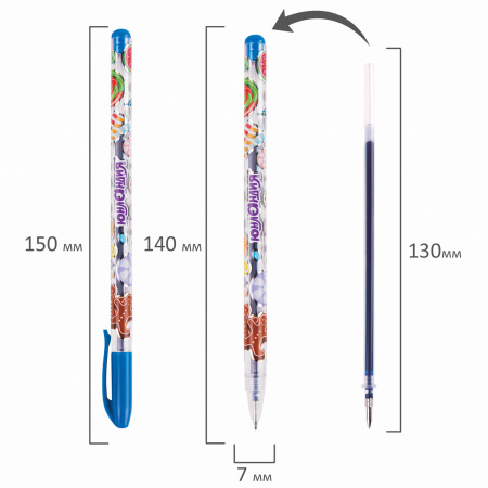 Ручки гелевые ЮНЛАНДИЯ, НАБОР 6 ЦВЕТОВ, корпус с печатью, узел 0,5 мм, линия письма 0,35 мм, 142799 - Наборы гелевых ручек