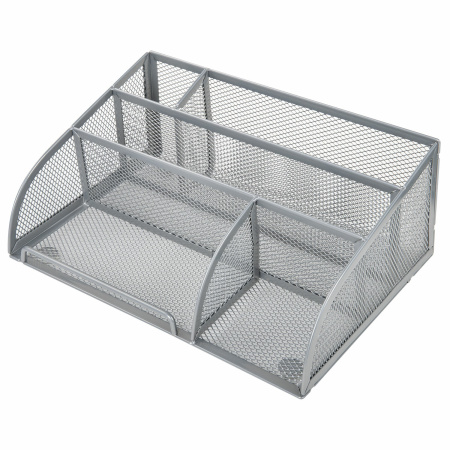 Подставка-органайзер BRAUBERG "Germanium", 5 секций, 255х180х105 мм, металл, серебро, 237974 - Подставки канцелярские без наполнения