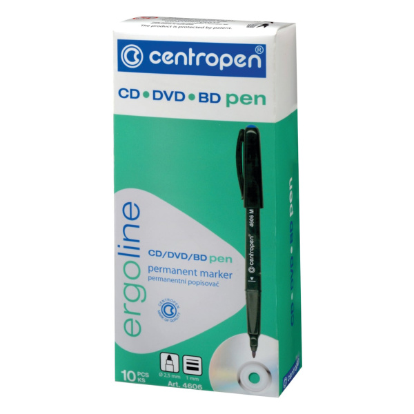 Маркер для CD и DVD КРАСНЫЙ CENTROPEN, трехгранная форма захвата, тонкий, 1 мм, 4606, 6 4606 0104 - Маркеры для CD и DVD