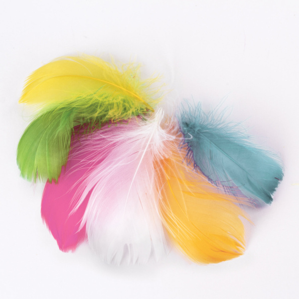 Перья декоративные "Карнавальные", 5-8 см, 24 шт., 6 цветов, пастель, ассорти, ОСТРОВ СОКРОВИЩ, 661377 - Перья для творчества