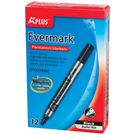 Маркер перманентный (нестираемый) BEIFA (Бэйфа) "A Plus", ЧЕРНЫЙ, круглый наконечник, 2,5 мм, PY237800-BK - Маркеры перманентные