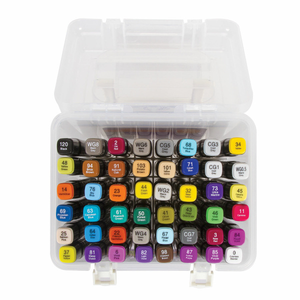 Маркеры для скетчинга двусторонние BRAUBERG ART DEBUT "BLACK", НАБОР 48 шт., пластиковый кейс, 152130 - Скетчмаркеры в наборах