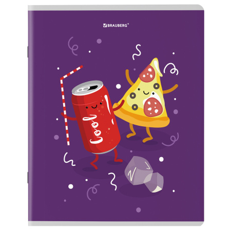Тетради КОМПЛЕКТ 5 шт. А5, 48 л., BRAUBERG скоба, клетка, TWIN лак, "Funny Food", 404397 - Тетради 40-48 листов