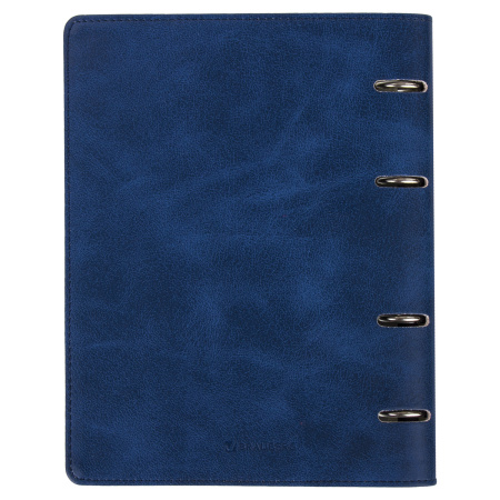 Тетрадь на кольцах А5 (180х220 мм), 120 листов, под кожу, клетка, BRAUBERG "Main", синий, 402005 - Тетради на кольцах и сменные блоки к ним