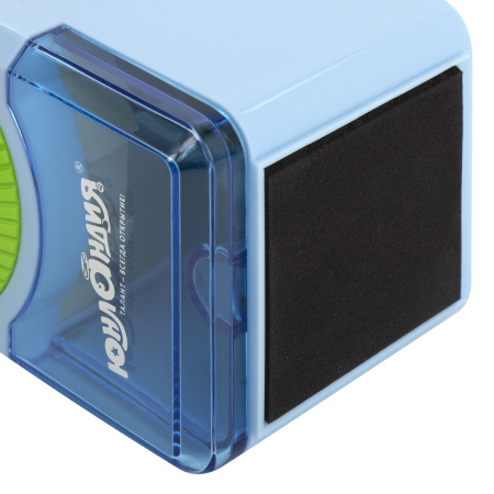 Точилка механическая ЮНЛАНДИЯ "Basic", для ч/гр и цветных карандашей, крепление к столу, корпус голубой с зеленым, 228627 - Точилки механические