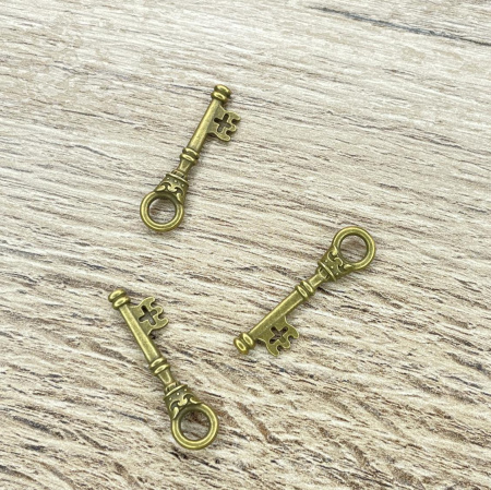 Металлическая подвеска "Ключ" бронза, размер 32*8 мм, 5 шт